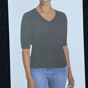 Ella Moss Black Textured Knit Sweater V-Neck Half Sleeve Size S d0668